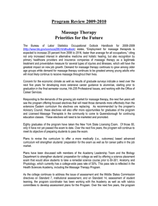 Program Review 2009-2010  Massage Therapy Priorities for the Future