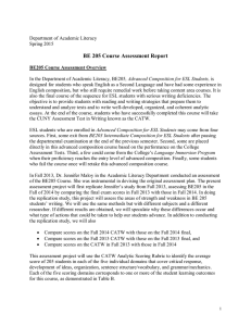 BE 205 Course Assessment Report