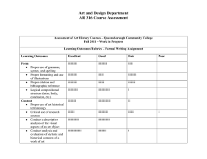 Art and Design Department AR 316 Course Assessment