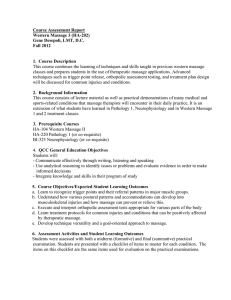 Course Assessment Report Western Massage 3 (HA-202) Gene Desepoli, LMT, D.C. Fall 2012