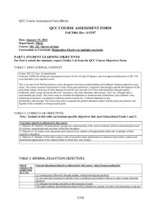 QCC COURSE ASSESSMENT FORM S Fall 2004, Rev. 6/15/07