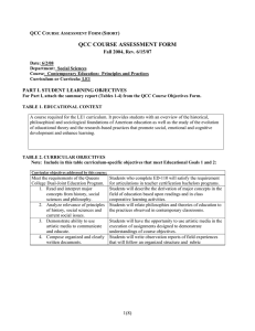 QCC COURSE ASSESSMENT FORM QCC C A