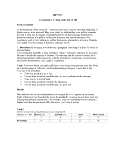 REPORT Assessment of writing ability for LI 112 First assessment