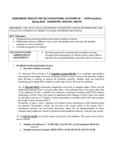 ASSESSMENT RESULTS FOR QCC EDUCATIONAL OUTCOME #2 –  ... Spring 2014   (CHEMISTRY, BIOLOGY, MATH)