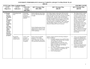 UNIVERSITY PERFORMANCE GOALS &amp; TARGETS AND QCC’S STRATEGIC PLAN 2003-04