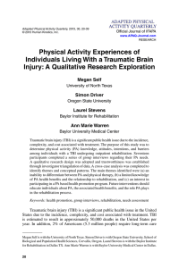 Physical Activity Experiences of Individuals Living With a Traumatic Brain