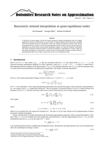 Barycentric rational interpolation at quasi-equidistant nodes Kai Hormann · Georges Klein