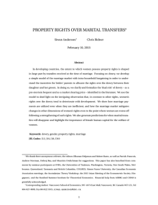 PROPERTY RIGHTS OVER MARITAL TRANSFERS ∗ Siwan Anderson Chris Bidner