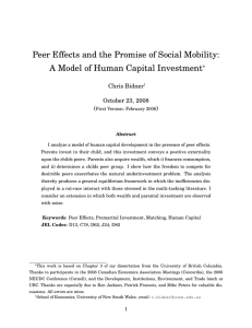 Peer Effects and the Promise of Social Mobility: ∗ Chris Bidner