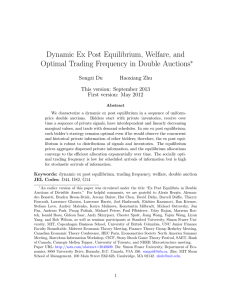 Dynamic Ex Post Equilibrium, Welfare, and ∗ Songzi Du