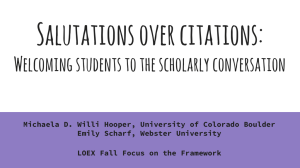 Salutations over citations: Welcoming students to the scholarly conversation