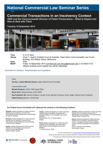 National Commercial Law Seminar Series Commercial Transactions in an Insolvency Context