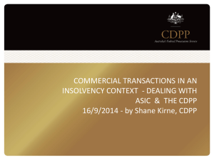 COMMERCIAL TRANSACTIONS IN AN INSOLVENCY CONTEXT  - DEALING WITH