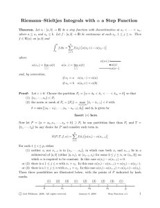 Riemann–Stieltjes Integrals with α a Step Function