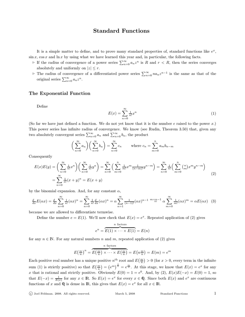 Standard Functions