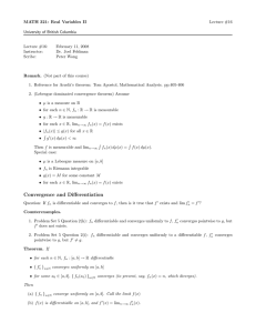 Lecture #16 MATH 321: Real Variables II University of British Columbia Lecture #16: