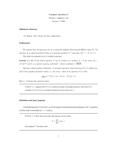 Compact operators I Additional references Preliminaries Lemma 1.1