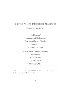 There Is No Two Dimensional Analogue of Lam´e’s Equation