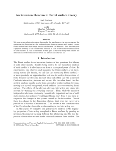 An inversion theorem in Fermi surface theory Joel Feldman AND Manfred Salmhofer
