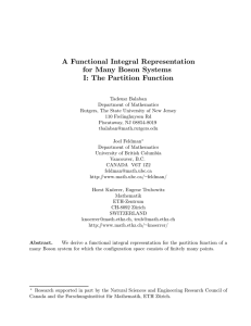 A Functional Integral Representation for Many Boson Systems I: The Partition Function