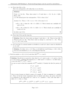 Mathematics 220 Workshop 3 - Proofs involving integers and sets;... 1. (a) Prove that 3|2n ⇔ 3|n.