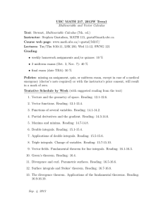 UBC MATH 217, 2013W Term1 Multivariable and Vector Calculus