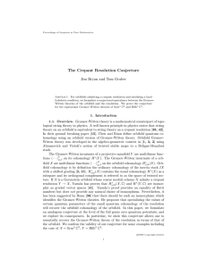 The Crepant Resolution Conjecture Jim Bryan and Tom Graber