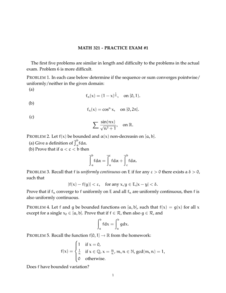 Math 321 Practice Exam 1