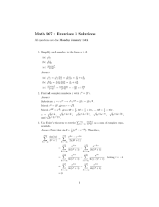 Math 267 : Exercises 1 Solutions