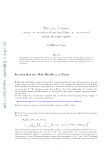The space of spaces: metric measure spaces Karl-Theodor Sturm