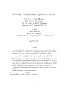 Forbidden Configurations: Quadratic Bounds