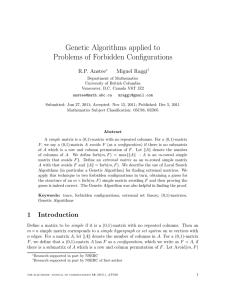 Genetic Algorithms applied to Problems of Forbidden Configurations R.P. Anstee Miguel Raggi