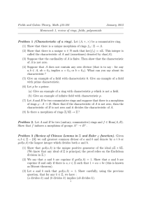 Fields and Galois Theory, Math 422-501 January 2015