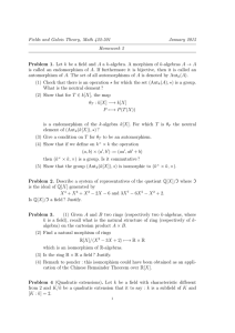 Fields and Galois Theory, Math 422-501 January 2015 Homework 2