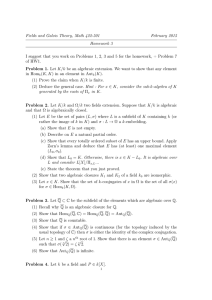 Fields and Galois Theory, Math 422-501 February 2015 Homework 3