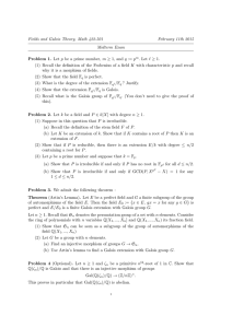 Fields and Galois Theory, Math 422-501 February 11th 2015 Midterm Exam