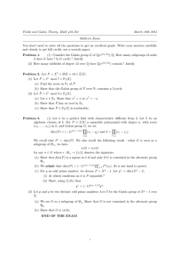 Fields and Galois Theory, Math 422-501 March 18th 2015 Midterm Exam