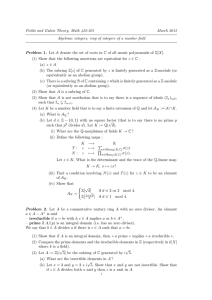 Fields and Galois Theory, Math 422-501 March 2015