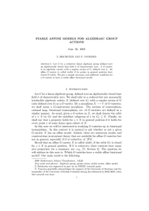 STABLE AFFINE MODELS FOR ALGEBRAIC GROUP ACTIONS June 26, 2003 1. Introduction