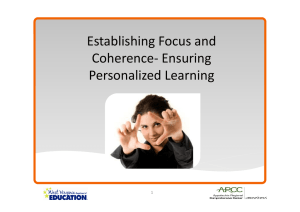 Establishing Focus and Coherence- Ensuring Personalized Learning 1