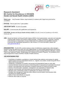 Research Assistant BC Centre for Excellence in HIV/AIDS