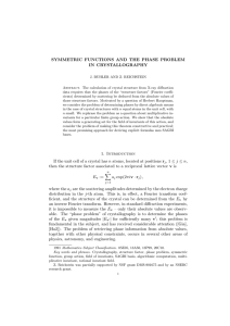 SYMMETRIC FUNCTIONS AND THE PHASE PROBLEM IN CRYSTALLOGRAPHY