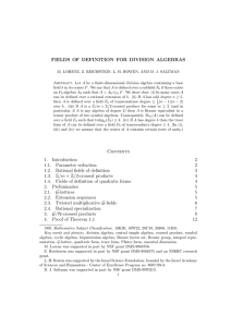 FIELDS OF DEFINITION FOR DIVISION ALGEBRAS