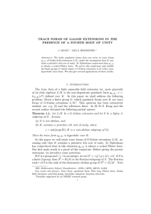 TRACE FORMS OF GALOIS EXTENSIONS IN THE