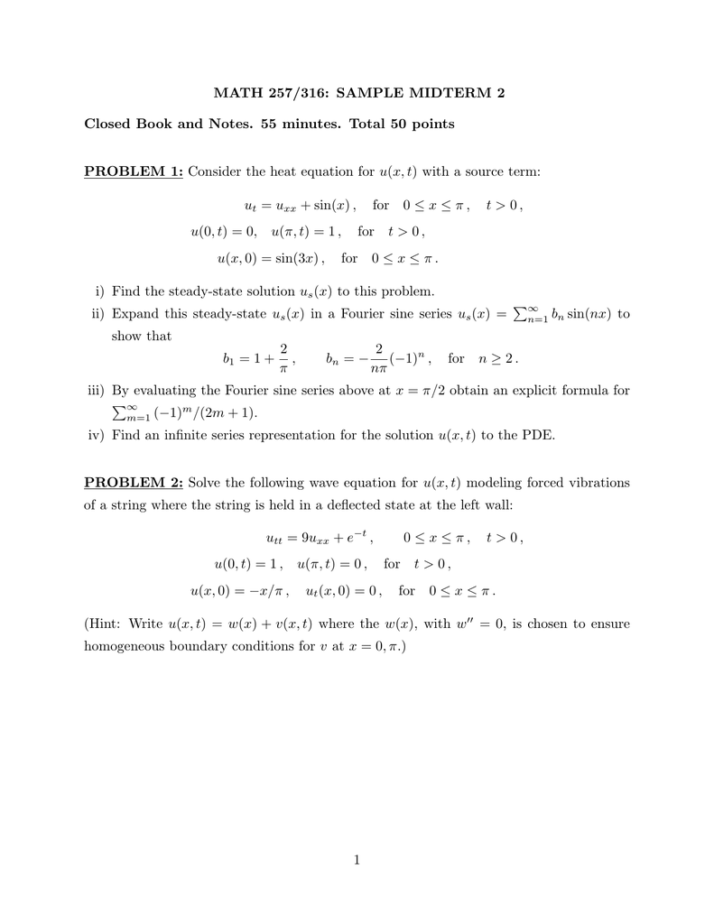 Math 257 316 Sample Midterm 2