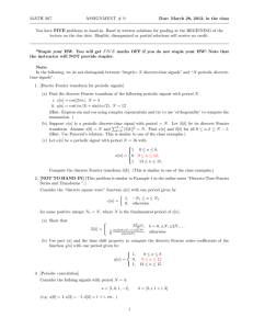 Due: March 28, 2012, in the class MATH 267 ASSIGNMENT # 9