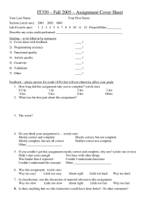 IT350 – Fall 2005 – Assignment Cover Sheet