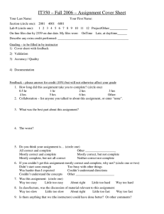 IT350 – Fall 2006 – Assignment Cover Sheet