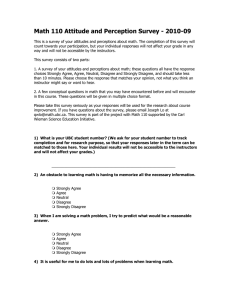 Math 110 Attitude and Perception Survey - 2010-09