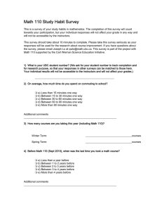 Math 110 Study Habit Survey